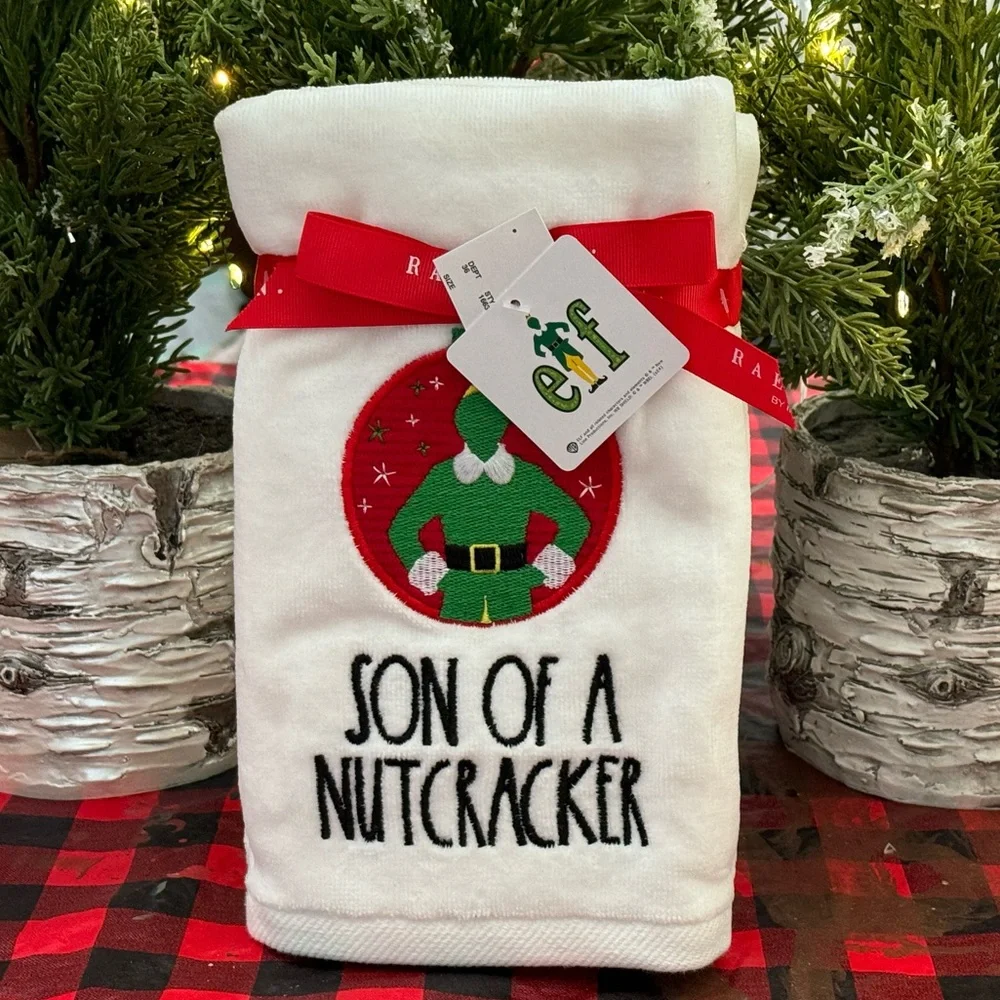 ✨ Brand NEW w/Tags Rae Dunn elf SON OF A NUTCRACKER Hand Towel Set ✨